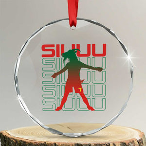 Funny Siuuuu Crystal Glass Ornament Iconic Goal Shout Soccer Lover Gift TS12 Transparent Glass 3'' Circle Print Your Wear