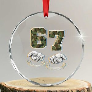 Funny Six Seven 6 7 Meme Crystal Glass Ornament Gen Alpha Slang 6 7 Hands Camo Boy Girl TS10 Transparent Glass 3'' Circle Print Your Wear