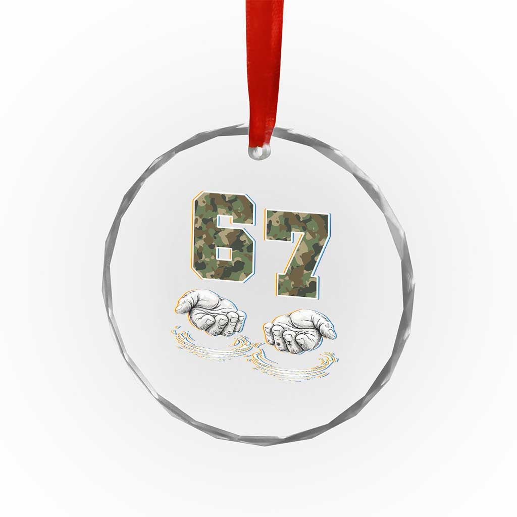 Funny Six Seven 6 7 Meme Crystal Glass Ornament Gen Alpha Slang 6 7 Hands Camo Boy Girl TS10 Print Your Wear