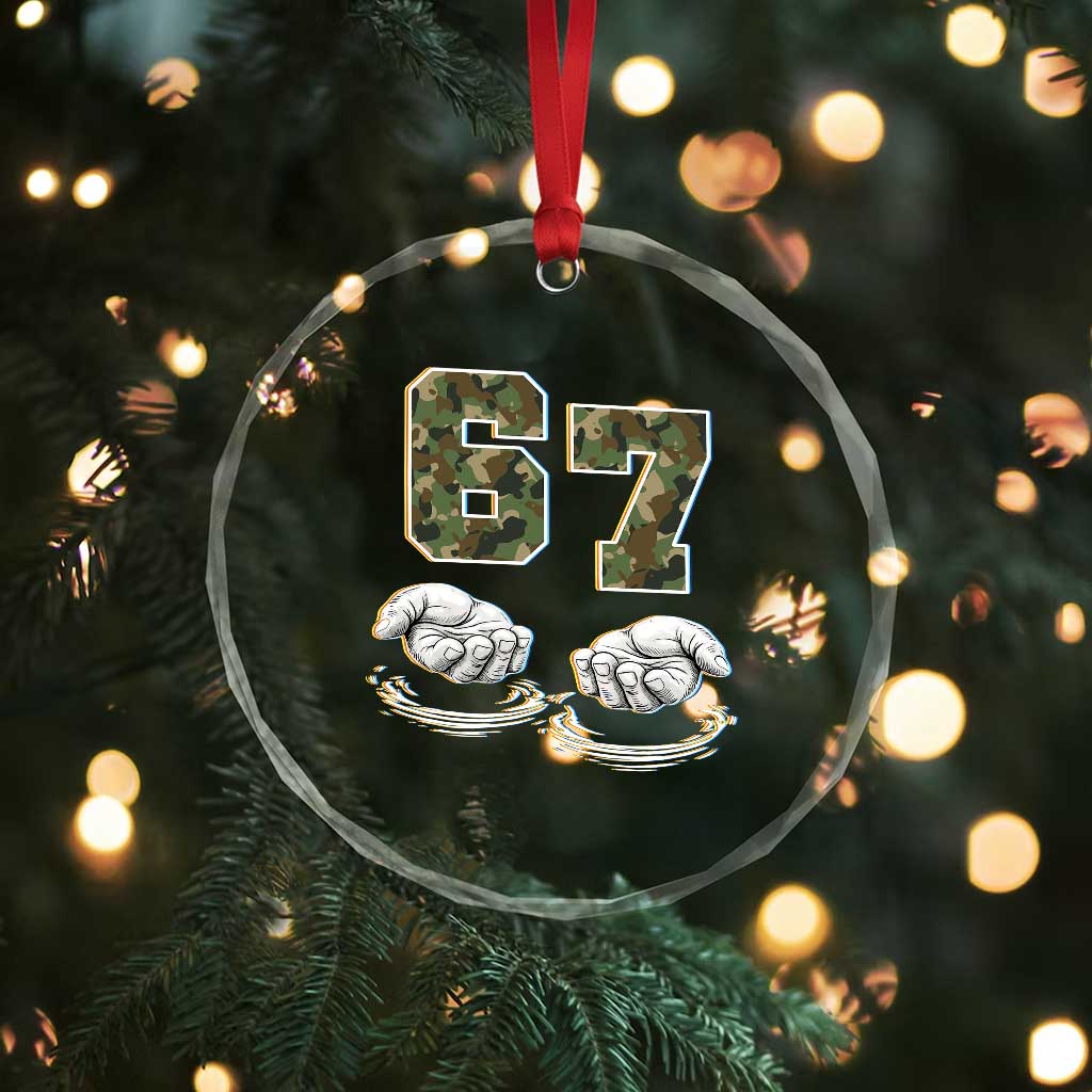 Funny Six Seven 6 7 Meme Crystal Glass Ornament Gen Alpha Slang 6 7 Hands Camo Boy Girl TS10 Print Your Wear