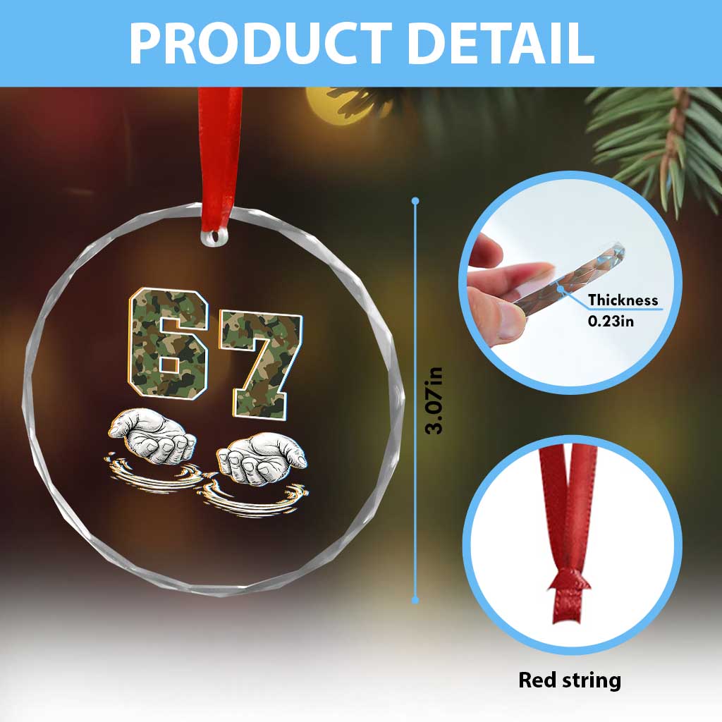 Funny Six Seven 6 7 Meme Crystal Glass Ornament Gen Alpha Slang 6 7 Hands Camo Boy Girl TS10 Print Your Wear