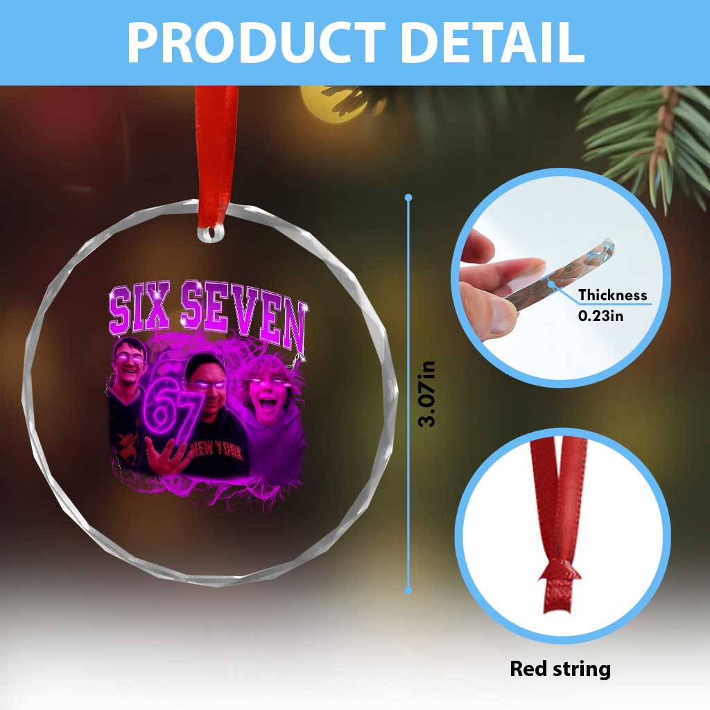 Funny Six Seven 6 7 Meme Crystal Glass Ornament The Mason 67 Kid Bootleg Gen Alpha Slang TS10 Print Your Wear