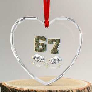 Funny Six Seven 6 7 Meme Heart Crystal Glass Ornament Gen Alpha Slang 6 7 Hands Camo Boy Girl TS10 Transparent Glass 3'' Heart Print Your Wear