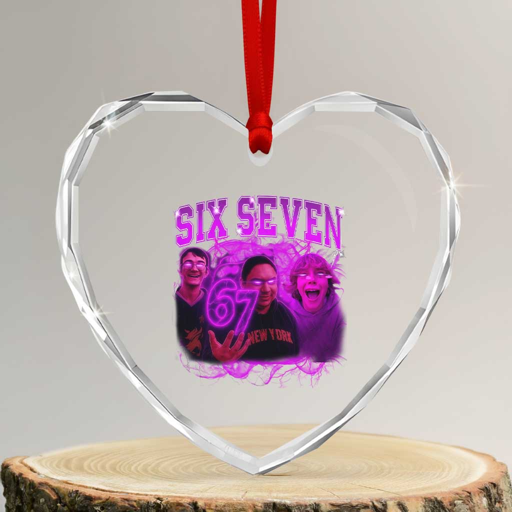 Funny Six Seven 6 7 Meme Heart Crystal Glass Ornament The Mason 67 Kid Bootleg Gen Alpha Slang TS10 Transparent Glass 3'' Heart Print Your Wear