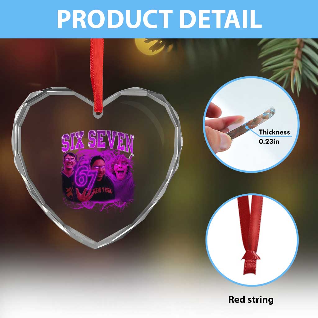 Funny Six Seven 6 7 Meme Heart Crystal Glass Ornament The Mason 67 Kid Bootleg Gen Alpha Slang TS10 Print Your Wear