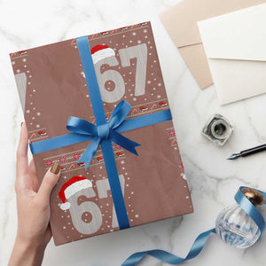 Funny Six Seven 6 7 Meme Ugly Christmas Wrapping Paper Roll Gen Alpha Slang TS10 Mocha Print Your Wear