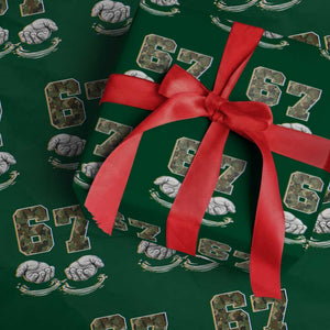 Funny Six Seven 6 7 Meme Wrapping Paper Roll Gen Alpha Slang 6 7 Hands Camo Boy Girl TS10 Green Print Your Wear