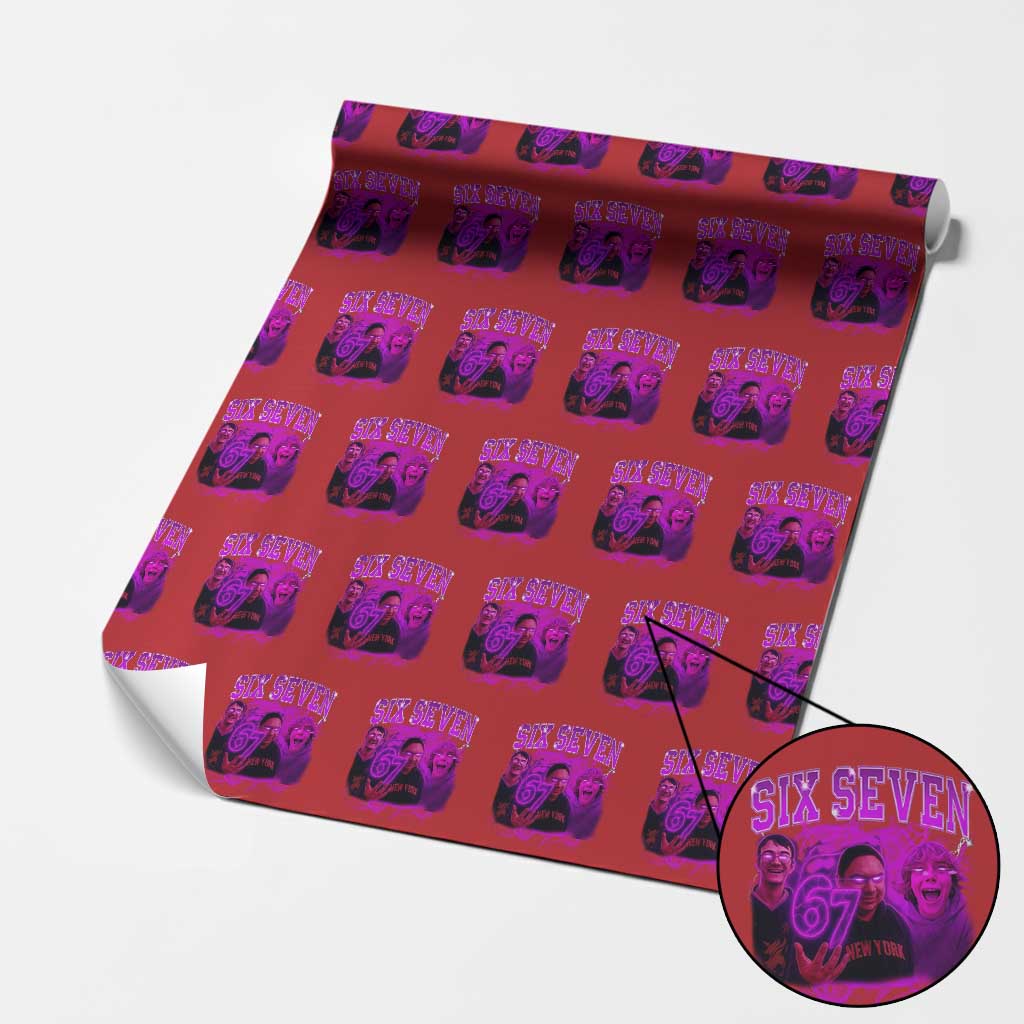 Funny Six Seven 6 7 Meme Wrapping Paper Roll The Mason 67 Kid Bootleg Gen Alpha Slang TS10 Red Print Your Wear