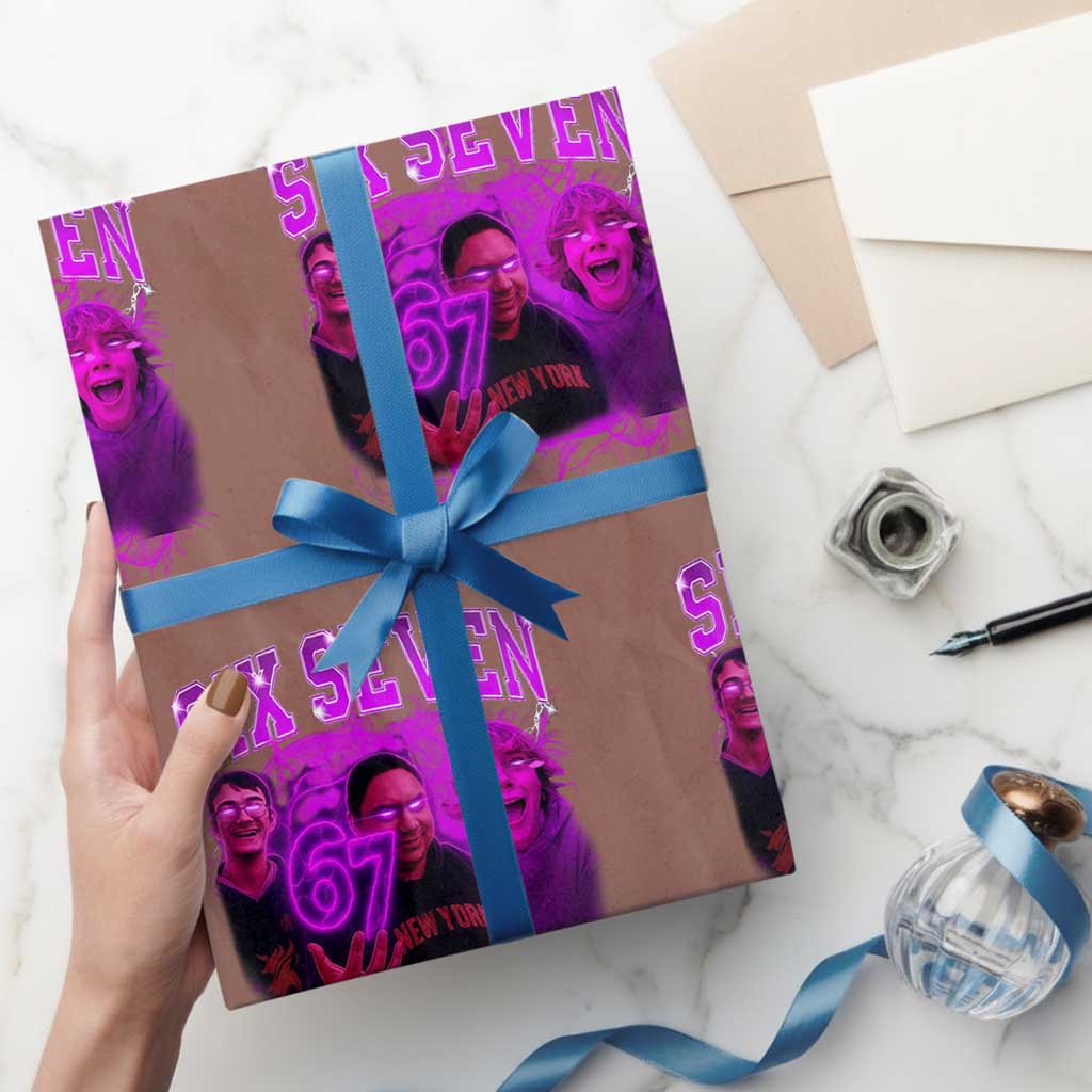Funny Six Seven 6 7 Meme Wrapping Paper Roll The Mason 67 Kid Bootleg Gen Alpha Slang TS10 Mocha Print Your Wear