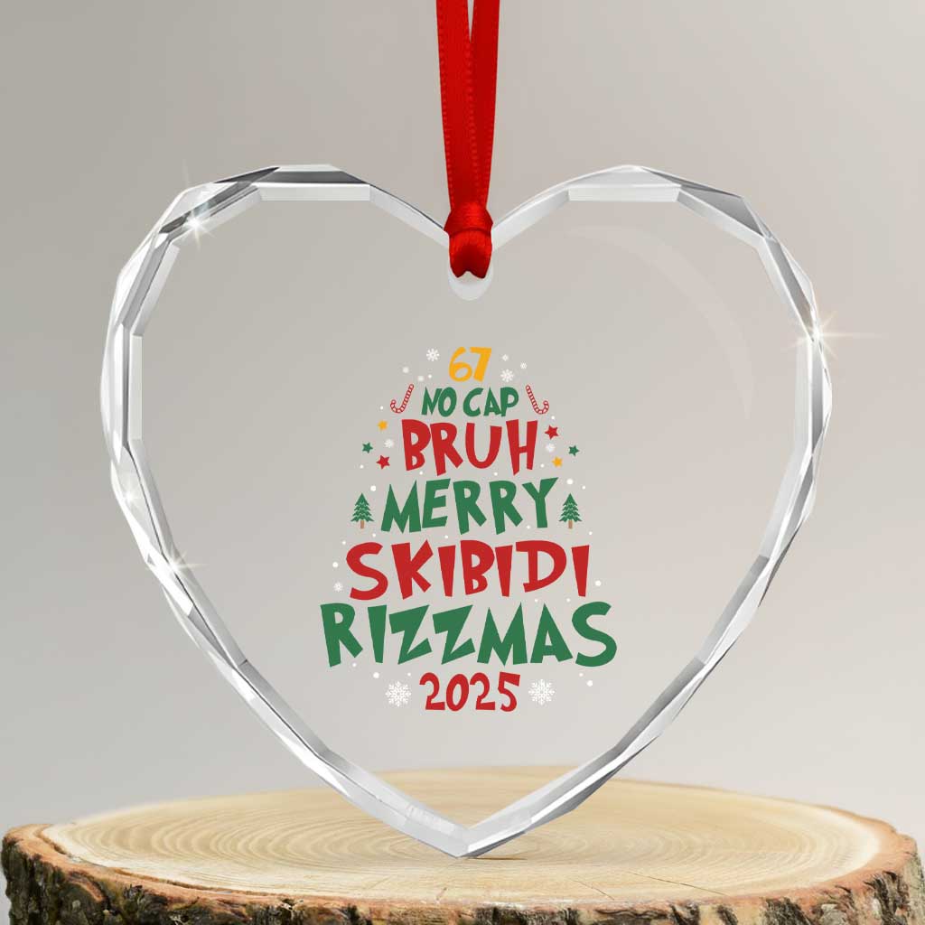 Funny Six Seven 67 Meme Christmas Tree Heart Crystal Glass Ornament Funny 6 7 Bruh Gen Alpha Slang Viral Meme TS10 Transparent Glass 3'' Heart Print Your Wear