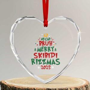 Funny Six Seven 67 Meme Christmas Tree Heart Crystal Glass Ornament Funny 6 7 Bruh Gen Alpha Slang Viral Meme TS10 Transparent Glass 3'' Heart Print Your Wear