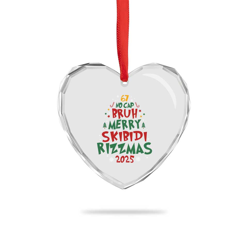 Funny Six Seven 67 Meme Christmas Tree Heart Crystal Glass Ornament Funny 6 7 Bruh Gen Alpha Slang Viral Meme TS10 Print Your Wear