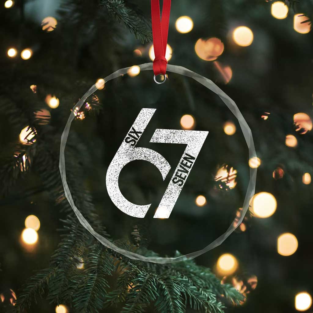 Funny Six Seven 67 Meme Gen Alpha Slang Crystal Glass Ornament TS11 Print Your Wear
