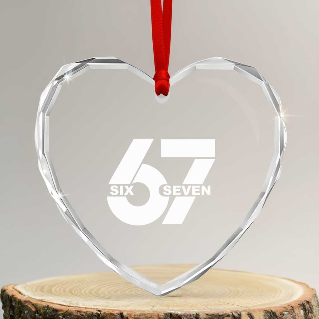Funny Six Seven 67 Meme Heart Crystal Glass Ornament Bold Graphic TS02 Transparent Glass 3'' Heart Print Your Wear