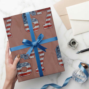 Funny Six Seven 67 Meme Vintage American Flag Wrapping Paper Roll TS11 Mocha Print Your Wear