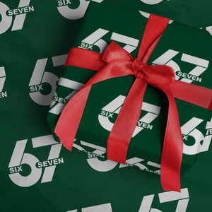 Funny Six Seven 67 Meme Wrapping Paper Roll Bold Graphic TS02 Green Print Your Wear