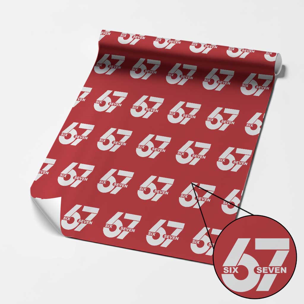 Funny Six Seven 67 Meme Wrapping Paper Roll Bold Graphic TS02 Red Print Your Wear