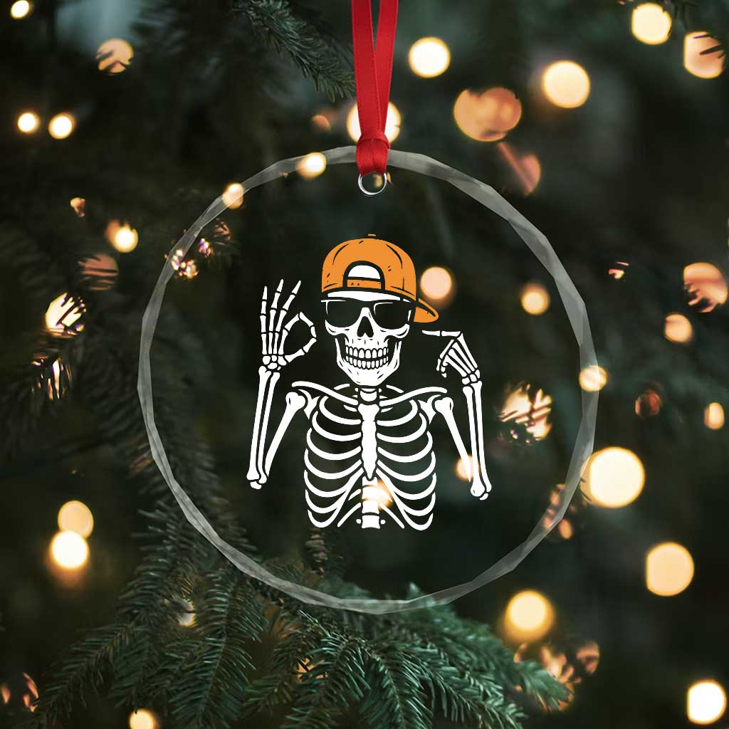 Funny Six Seven 67 Skeleton Gen Alpha Halloween Meme Crystal Glass Ornament TS11 Print Your Wear