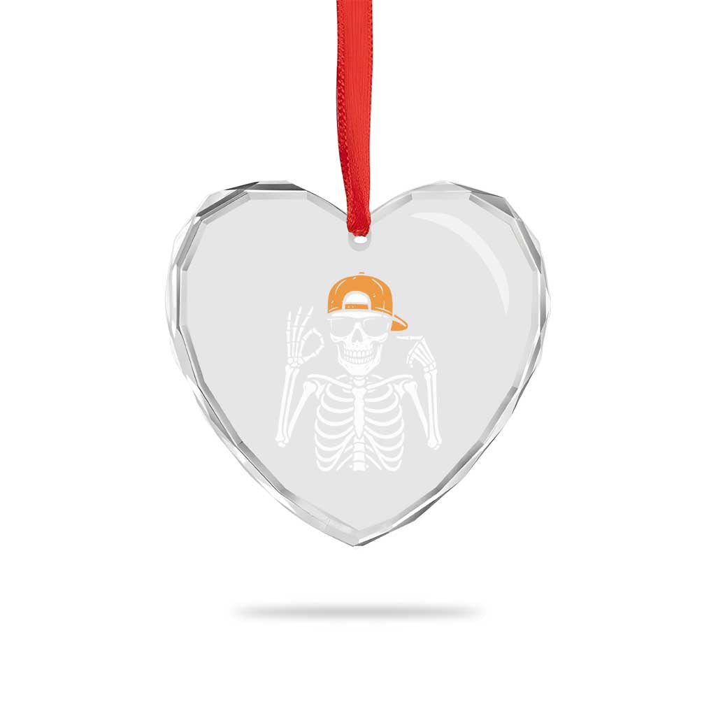 Funny Six Seven 67 Skeleton Gen Alpha Halloween Meme Heart Crystal Glass Ornament TS11 Print Your Wear