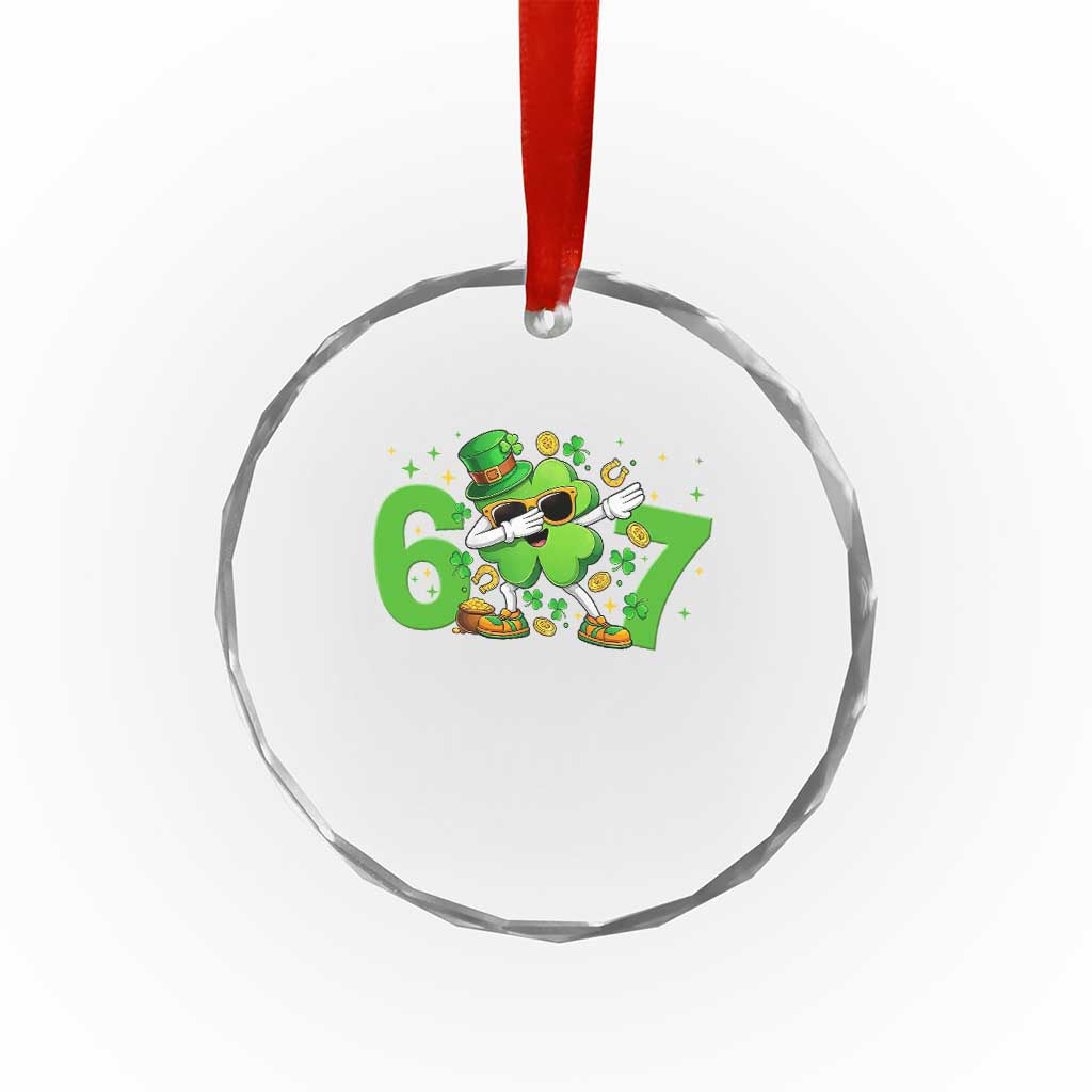 Funny Six Seven 67 St Patricks Day Dabbing Shamrock Crystal Glass Ornament TS11 Print Your Wear