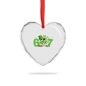 Funny Six Seven 67 St Patricks Day Dabbing Shamrock Heart Crystal Glass Ornament TS11 Print Your Wear
