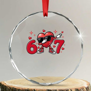 Funny Six Seven 67 Valentines Dabbing Heart Crystal Glass Ornament TS11 Transparent Glass 3'' Circle Print Your Wear