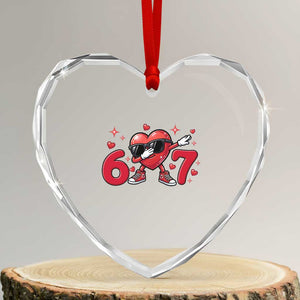 Funny Six Seven 67 Valentines Dabbing Heart Heart Crystal Glass Ornament TS11 Transparent Glass 3'' Heart Print Your Wear