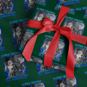 Funny Six Seven Alpha Wolf Wrapping Paper Roll Alpha Loading 67 Savage Wolves Moon Meme TS11 Green Print Your Wear