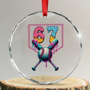 Funny Six Seven Baseball Drip Crystal Glass Ornament Number 67 Meme Drippy Bats TS02 Transparent Glass 3'' Circle Print Your Wear