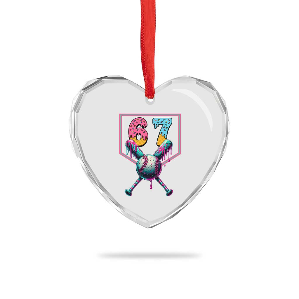Funny Six Seven Baseball Drip Heart Crystal Glass Ornament Number 67 Meme Drippy Bats TS02 Print Your Wear