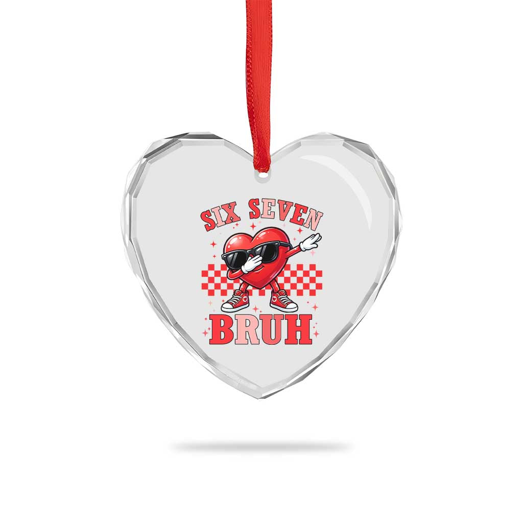 Funny Six Seven Bruh Valentines Day Heart Crystal Glass Ornament Six Seven Dabbing Heart TS11 Print Your Wear