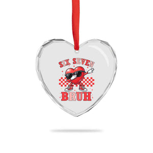 Funny Six Seven Bruh Valentines Day Heart Crystal Glass Ornament Six Seven Dabbing Heart TS11 Print Your Wear