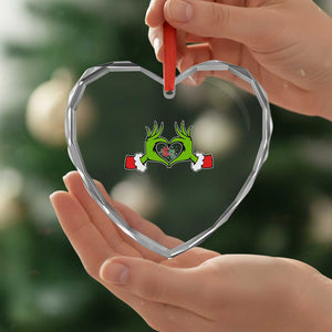 Funny Six Seven Christmas 67 Meme Gen Alpha Elf Heart Hands Heart Crystal Glass Ornament TS11 Print Your Wear