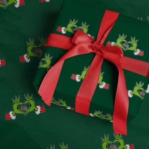 Funny Six Seven Christmas 67 Meme Gen Alpha Elf Heart Hands Wrapping Paper Roll TS11 Green Print Your Wear