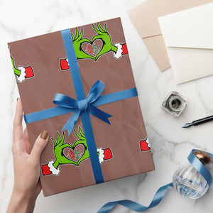 Funny Six Seven Christmas 67 Meme Gen Alpha Elf Heart Hands Wrapping Paper Roll TS11 Mocha Print Your Wear