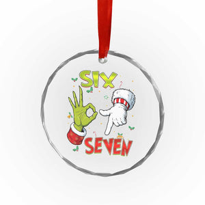 Funny Six Seven Christmas Crystal Glass Ornament 67 Meme Xmas Santa Elf Hand Gen Alpha TS11 Print Your Wear