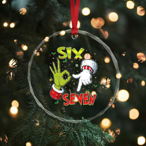 Funny Six Seven Christmas Crystal Glass Ornament 67 Meme Xmas Santa Elf Hand Gen Alpha TS11 Print Your Wear