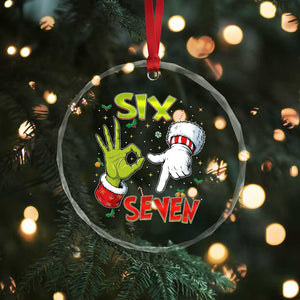 Funny Six Seven Christmas Crystal Glass Ornament 67 Meme Xmas Santa Elf Hand Gen Alpha TS11 Print Your Wear
