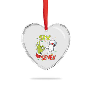 Funny Six Seven Christmas Heart Crystal Glass Ornament 67 Meme Xmas Santa Elf Hand Gen Alpha TS11 Print Your Wear