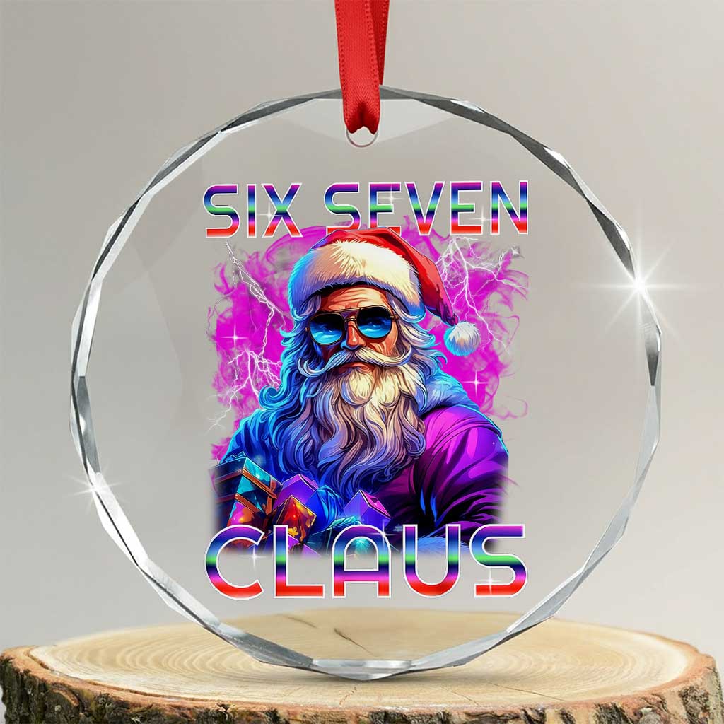 Funny Six Seven Claus Crystal Glass Ornament 67 Christmas Santa Meme Gen Alpha TS11 Transparent Glass 3'' Circle Print Your Wear