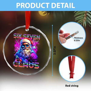 Funny Six Seven Claus Crystal Glass Ornament 67 Christmas Santa Meme Gen Alpha TS11 Print Your Wear
