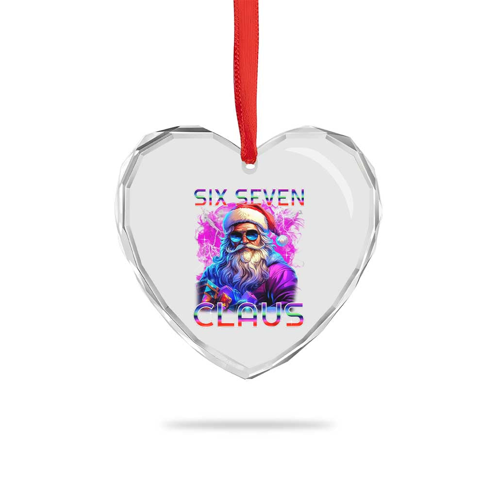 Funny Six Seven Claus Heart Crystal Glass Ornament 67 Christmas Santa Meme Gen Alpha TS11 Print Your Wear