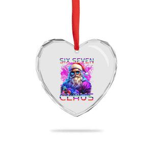 Funny Six Seven Claus Heart Crystal Glass Ornament 67 Christmas Santa Meme Gen Alpha TS11 Print Your Wear