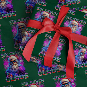 Funny Six Seven Claus Wrapping Paper Roll 67 Xmas Santa Meme Gen Alpha TS11 Green Print Your Wear