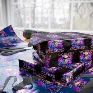 Funny Six Seven Claus Wrapping Paper Roll 67 Xmas Santa Meme Gen Alpha TS11 Black Print Your Wear