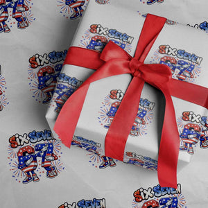 Funny Six Seven Dabbing Wrapping Paper Roll Patriotic American Pride Gift