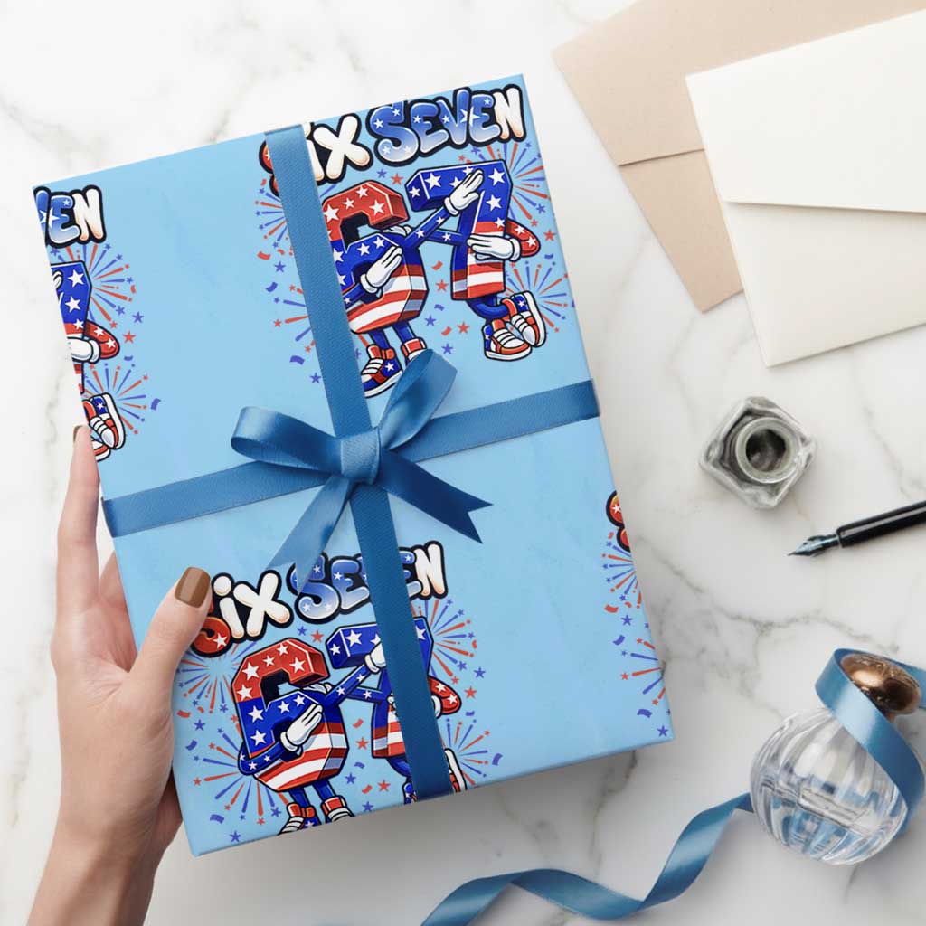 Funny Six Seven Dabbing Wrapping Paper Roll Patriotic American Pride Gift
