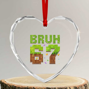Funny Six Seven Heart Crystal Glass Ornament 67 Meme 6 7 Boy Game Pixel Number TS10 Transparent Glass 3'' Heart Print Your Wear