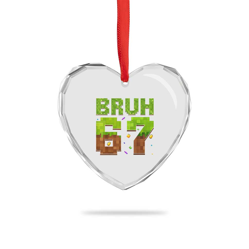 Funny Six Seven Heart Crystal Glass Ornament 67 Meme 6 7 Boy Game Pixel Number TS10 Print Your Wear