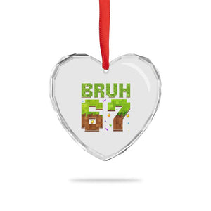 Funny Six Seven Heart Crystal Glass Ornament 67 Meme 6 7 Boy Game Pixel Number TS10 Print Your Wear